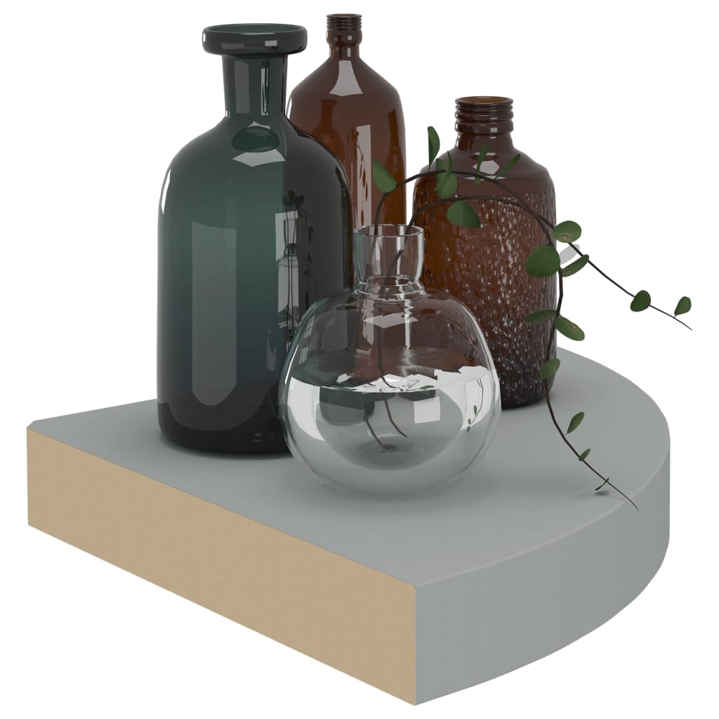 vidaXL Floating Corner Shelves 2 pcs Grey 25x25x3.8 cm MDF