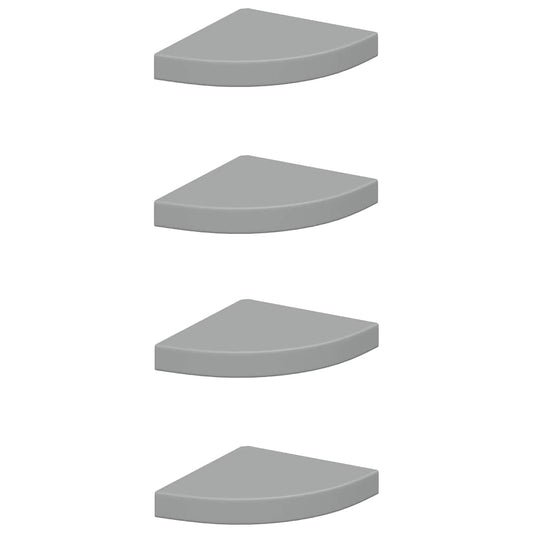 323903 vidaXL Floating Corner Shelves 4 pcs Grey 25x25x3,8 cm MDF