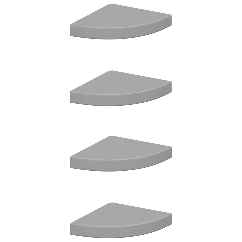 vidaXL Floating Corner Shelves 4 pcs Grey 25x25x3.8 cm MDF