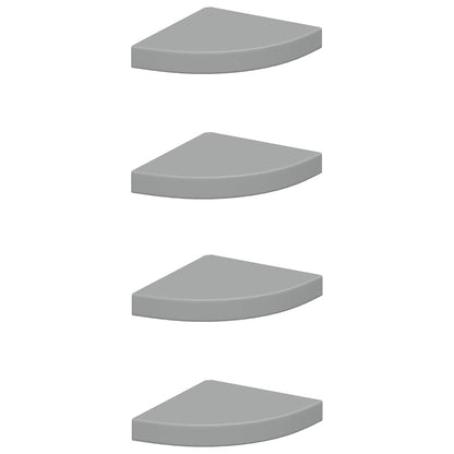 vidaXL Floating Corner Shelves 4 pcs Grey 25x25x3.8 cm MDF