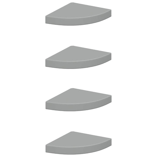 vidaXL Floating Corner Shelves 4 pcs Grey 25x25x3.8 cm MDF
