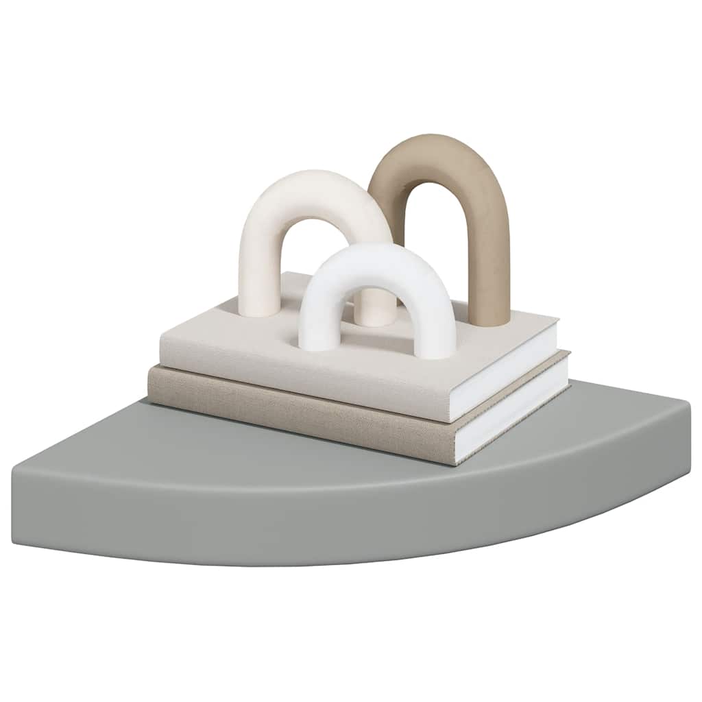 vidaXL Floating Corner Shelves 4 pcs Grey 25x25x3.8 cm MDF