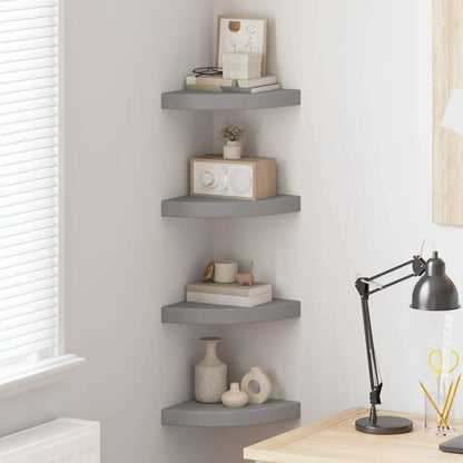 vidaXL Floating Corner Shelves 4 pcs Grey 25x25x3.8 cm MDF