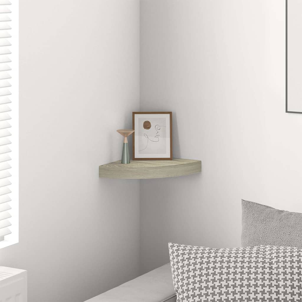 323904 vidaXL Floating Corner Shelf Oak 25x25x3,8 cm MDF