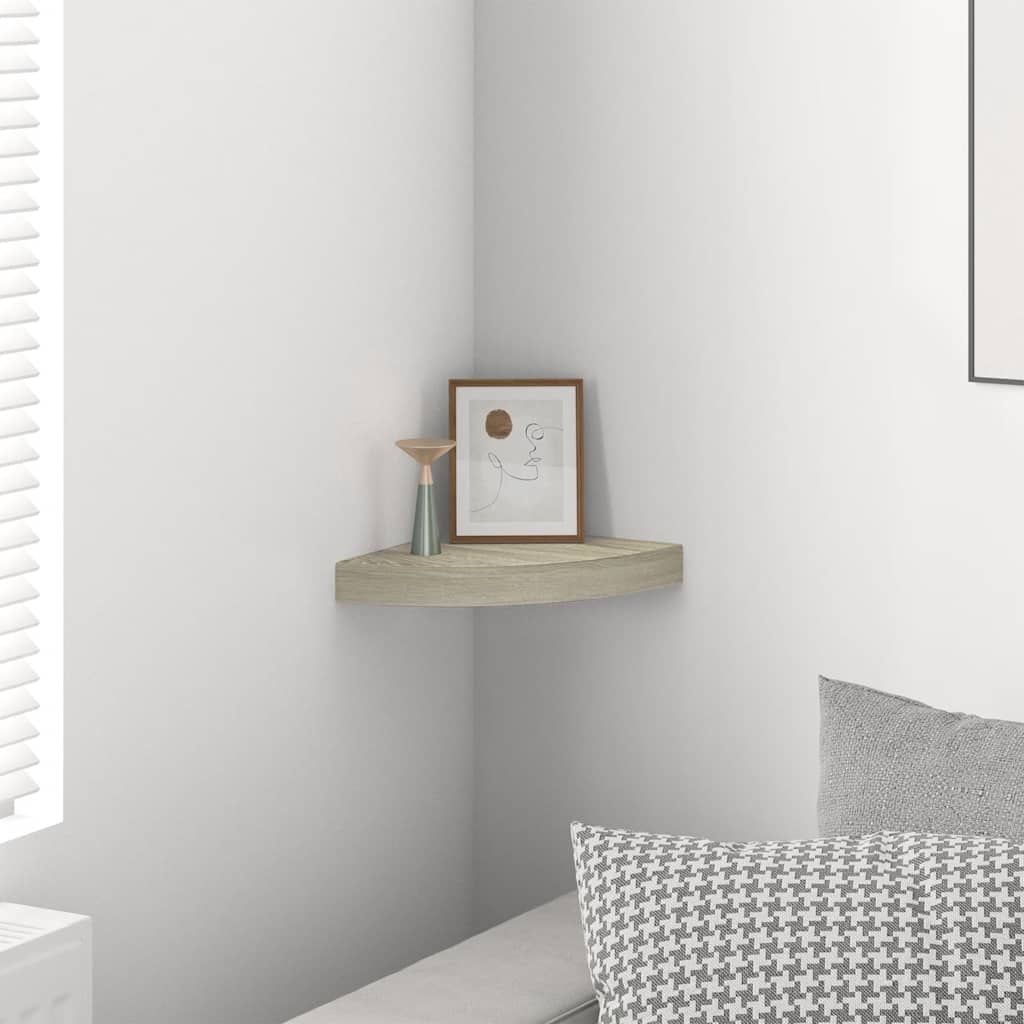 vidaXL Corner Shelf | Oak | Honeycomb MDF, Metal | Small | Corner Shelf