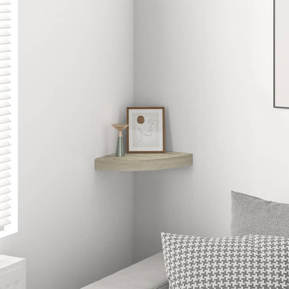 vidaXL Corner Shelf | Oak | Honeycomb MDF, Metal | Small | Corner Shelf