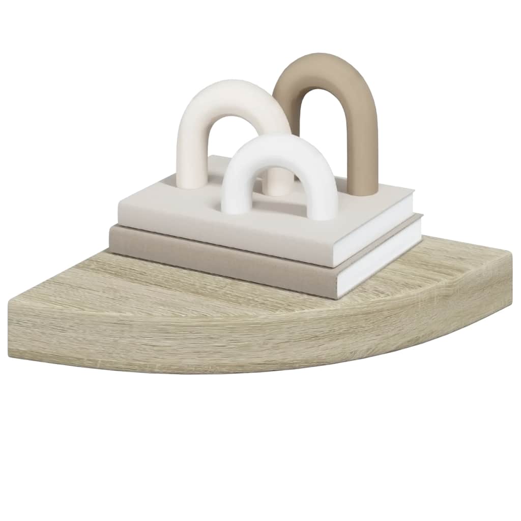 vidaXL Corner Shelf | Oak | Honeycomb MDF, Metal | Small | Corner Shelf