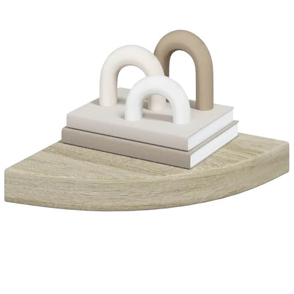 vidaXL Corner Shelf | Oak | Honeycomb MDF, Metal | Small | Corner Shelf