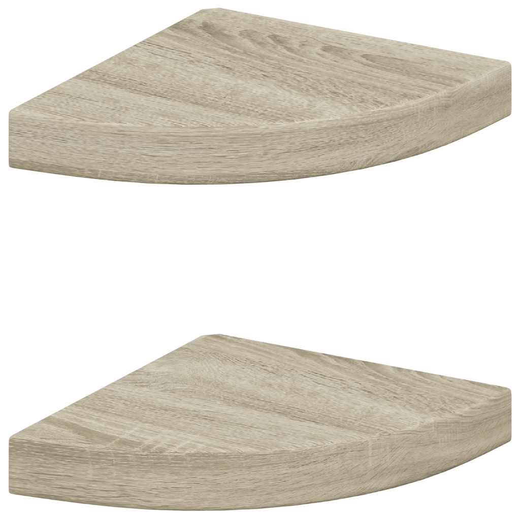 vidaXL Floating Corner Shelves 2 pcs Oak 25x25x3.8 cm MDF