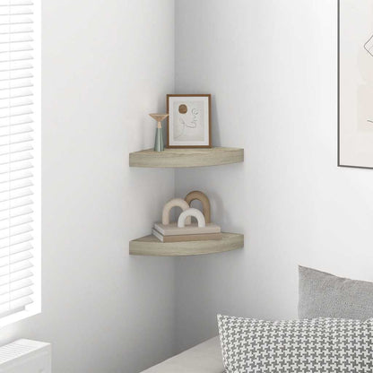 vidaXL Floating Corner Shelves 2 pcs Oak 25x25x3.8 cm MDF