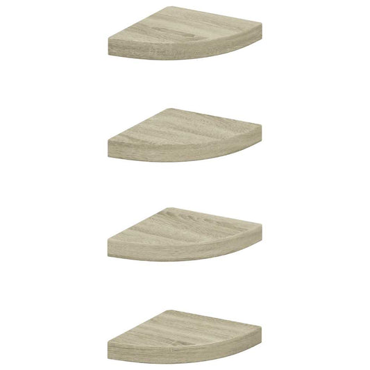 vidaXL Floating Corner Shelves 4 pcs Oak 25x25x3.8 cm MDF