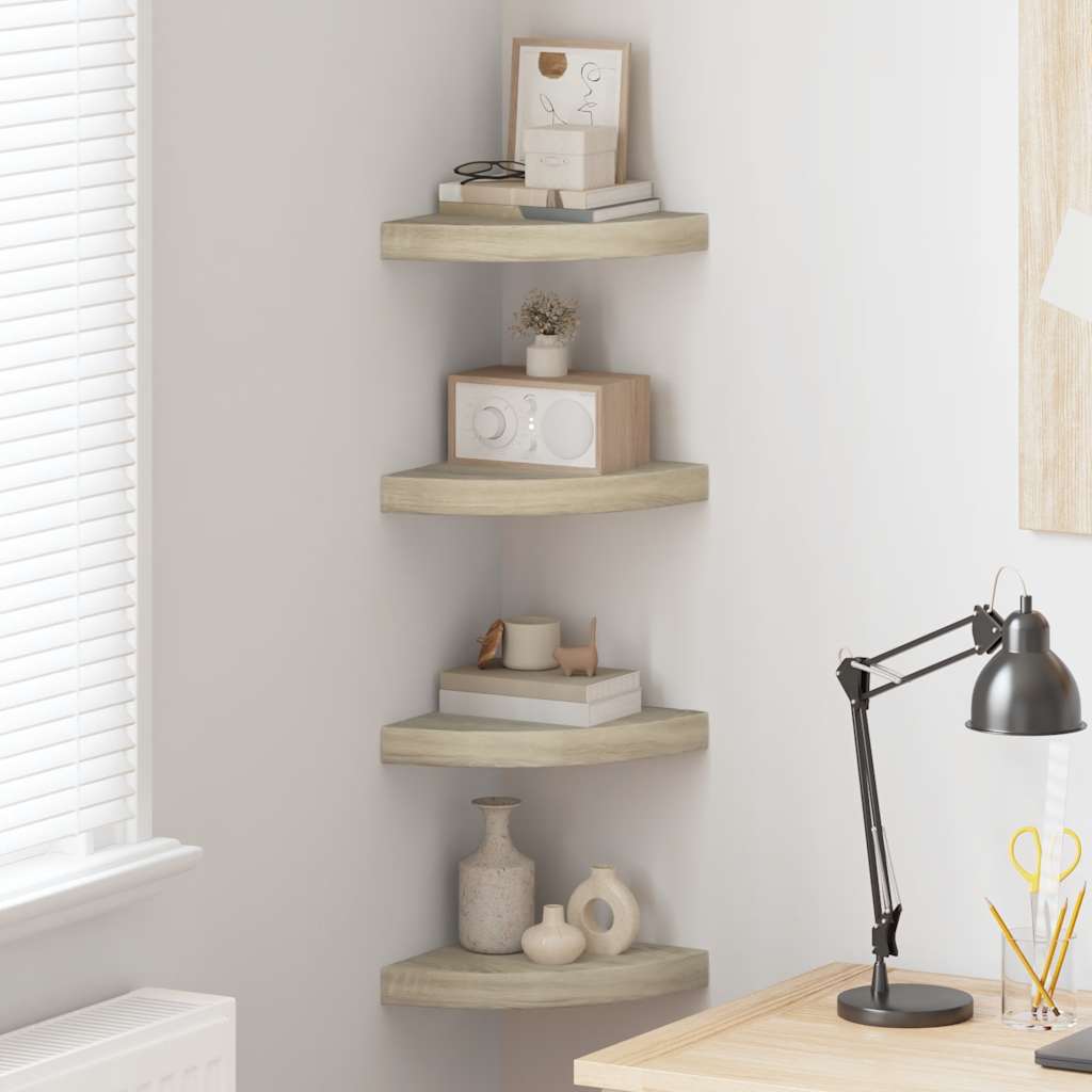 vidaXL Floating Corner Shelves 4 pcs Oak 25x25x3.8 cm MDF