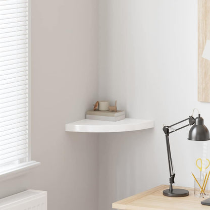 323907 vidaXL Floating Corner Shelf High Gloss White 35x35x3,8 cm MDF