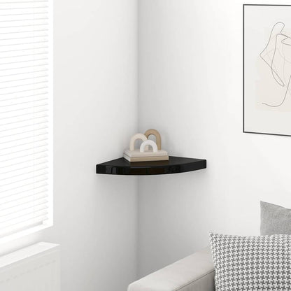 vidaXL Corner Shelf | High gloss black | MDF | 35x35x3.8 cm | Corner Shelf