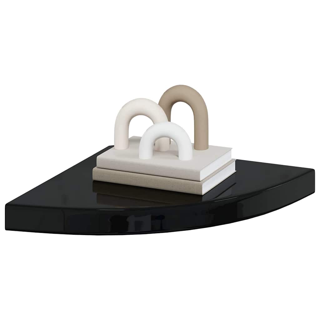 vidaXL Corner Shelf | High gloss black | MDF | 35x35x3.8 cm | Corner Shelf