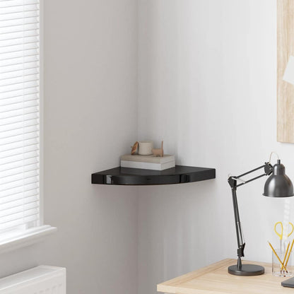 vidaXL Corner Shelf | High gloss black | MDF | 35x35x3.8 cm | Corner Shelf