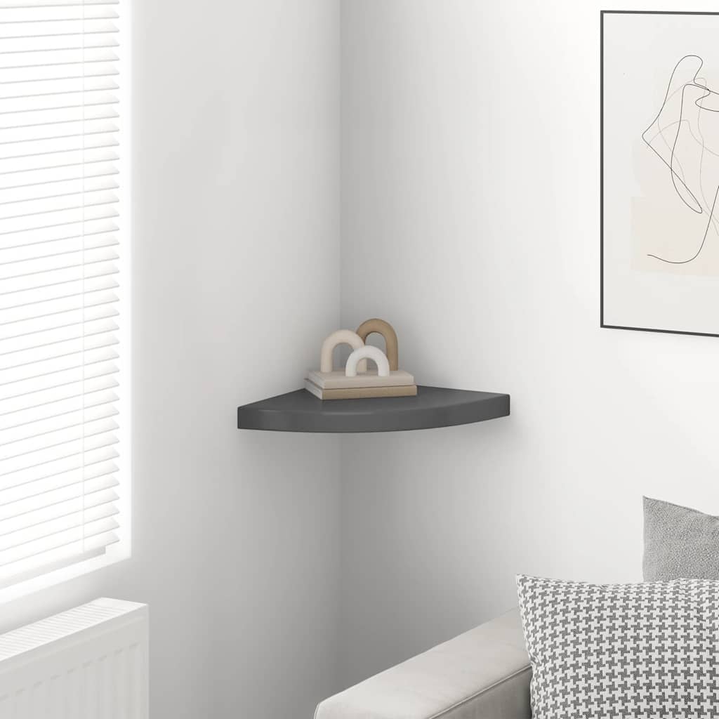 vidaXL Floating Corner Shelf High Gloss Grey 35x35x3.8 cm MDF