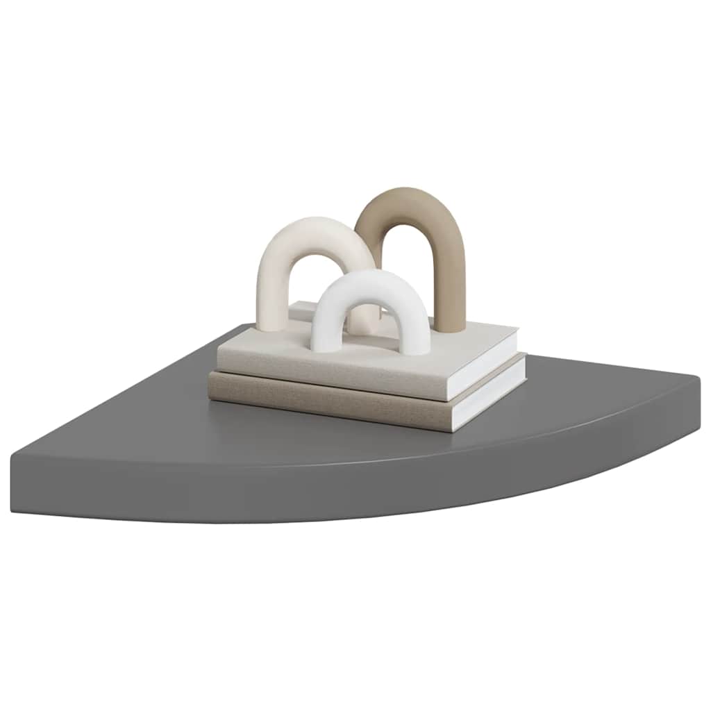 vidaXL Floating Corner Shelf High Gloss Grey 35x35x3.8 cm MDF