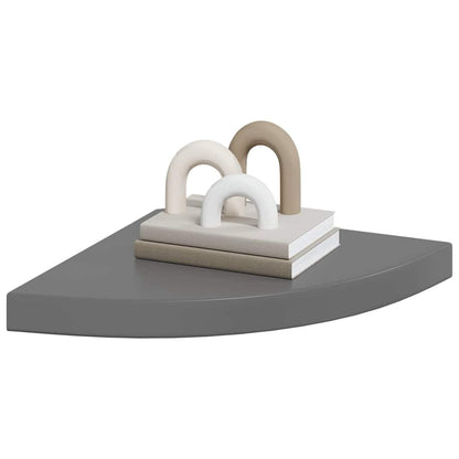 323914 vidaXL Floating Corner Shelves 2 pcs High Gloss Grey 35x35x3,8 cm MDF