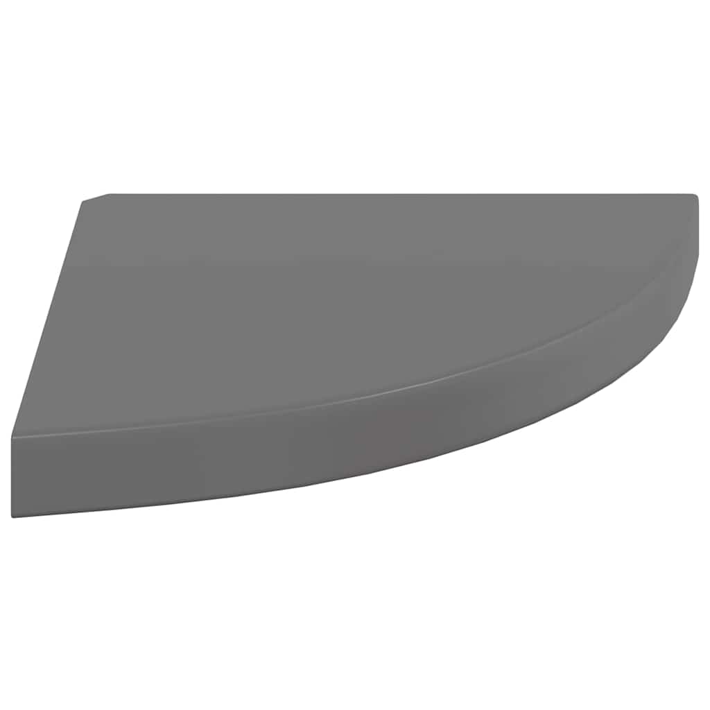 323914 vidaXL Floating Corner Shelves 2 pcs High Gloss Grey 35x35x3,8 cm MDF