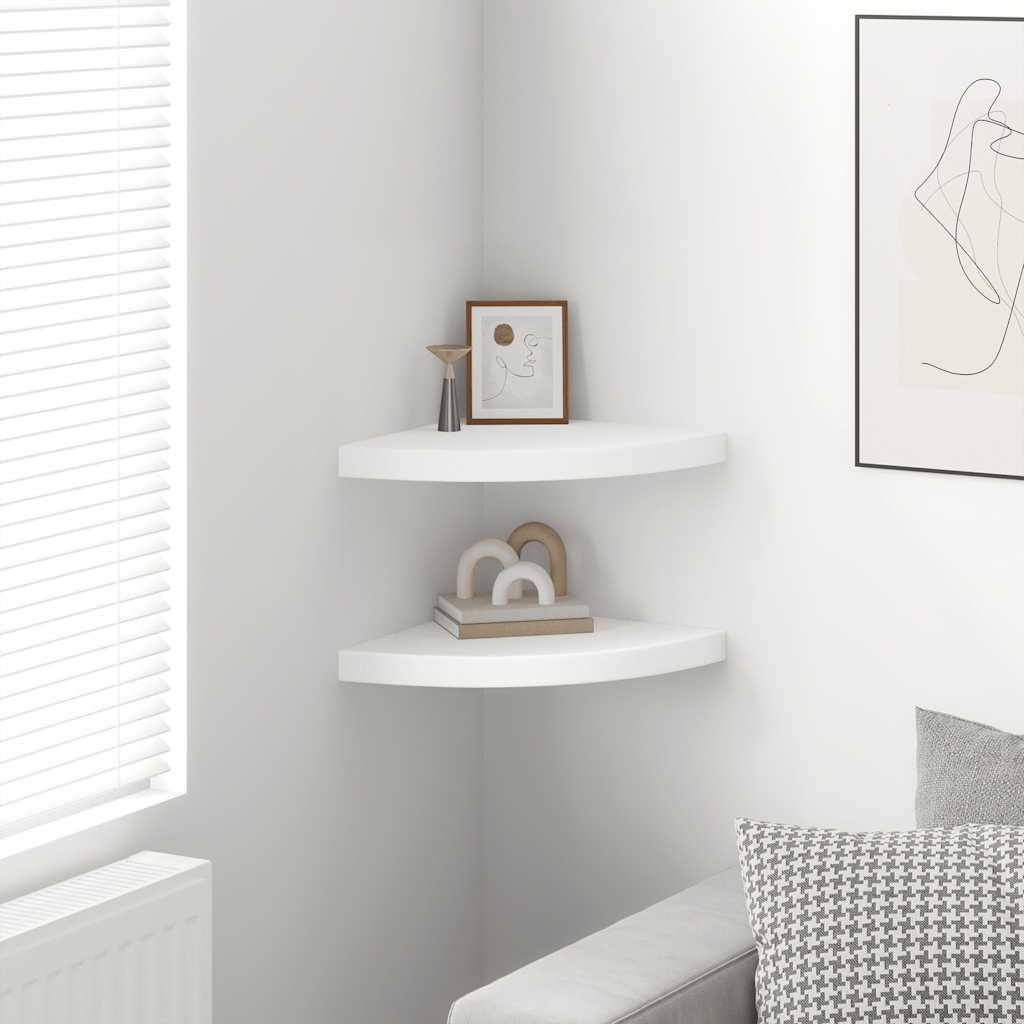 vidaXL Floating Corner Shelves 2 pcs White 35x35x3.8 cm MDF