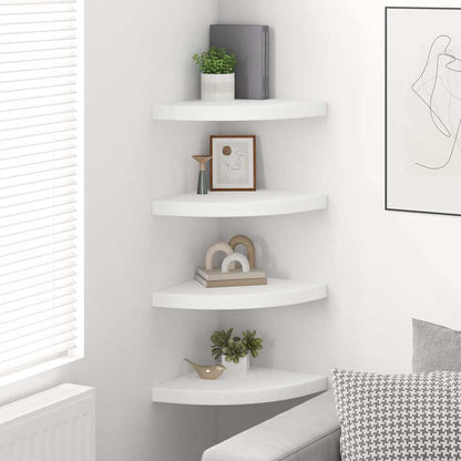 vidaXL Floating Corner Shelves 4 pcs White 35x35x3.8 cm MDF