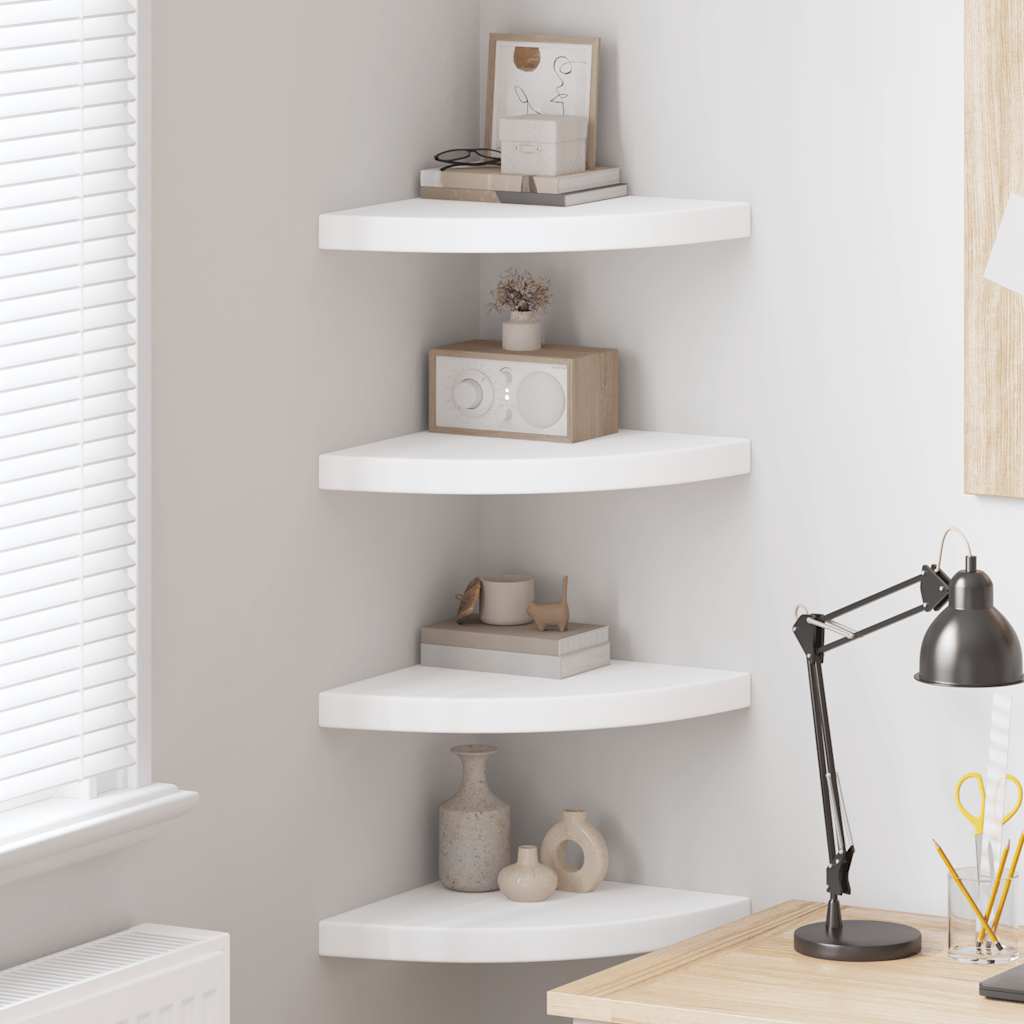 vidaXL Floating Corner Shelves 4 pcs White 35x35x3.8 cm MDF