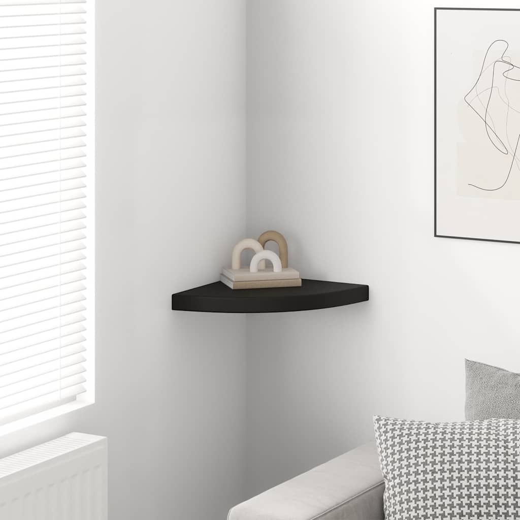323919 vidaXL Floating Corner Shelf Black 35x35x3,8 cm MDF