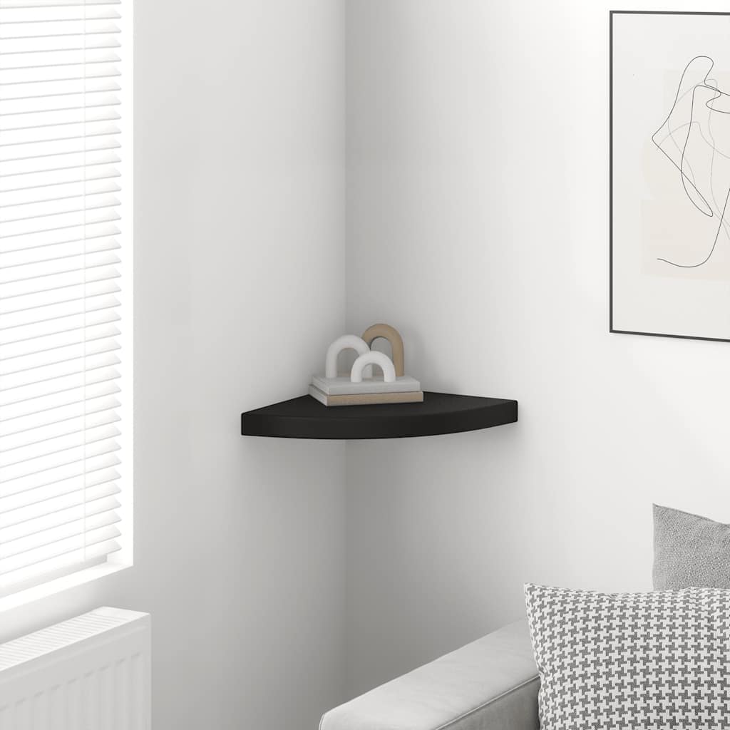 vidaXL Floating Corner Shelf Black 35x35x3.8 cm MDF