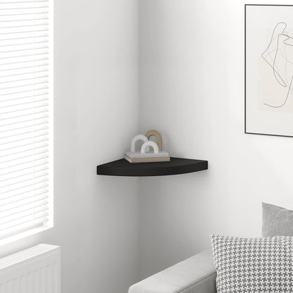 vidaXL Floating Corner Shelf Black 35x35x3.8 cm MDF