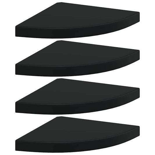 323921 vidaXL Floating Corner Shelves 4 pcs Black 35x35x3,8 cm MDF