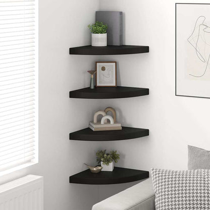323921 vidaXL Floating Corner Shelves 4 pcs Black 35x35x3,8 cm MDF