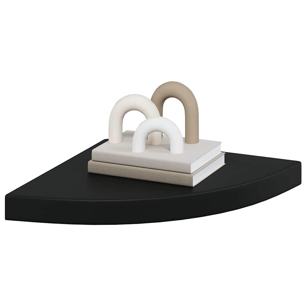 323921 vidaXL Floating Corner Shelves 4 pcs Black 35x35x3,8 cm MDF