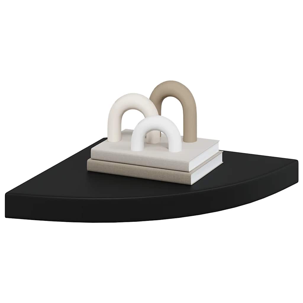 vidaXL Floating Corner Shelves 4 pcs Black 35x35x3.8 cm MDF