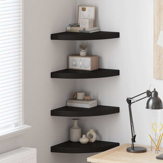 323921 vidaXL Floating Corner Shelves 4 pcs Black 35x35x3,8 cm MDF