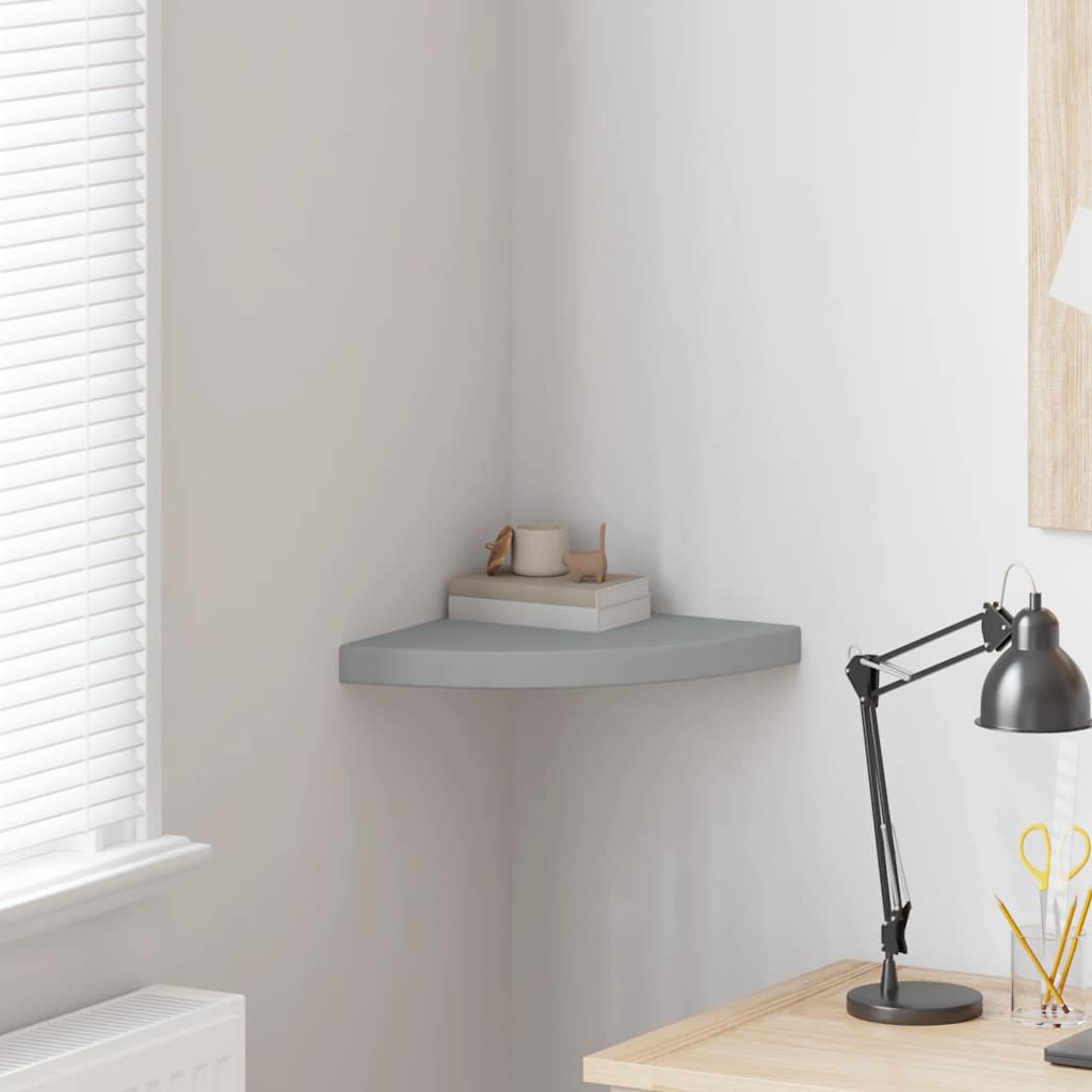 vidaXL Floating Corner Shelf Grey 35x35x3.8 cm MDF