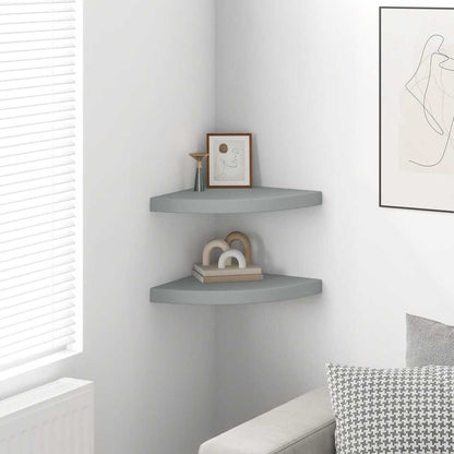 vidaXL Floating Corner Shelves 2 pcs Grey 35x35x3.8 cm MDF