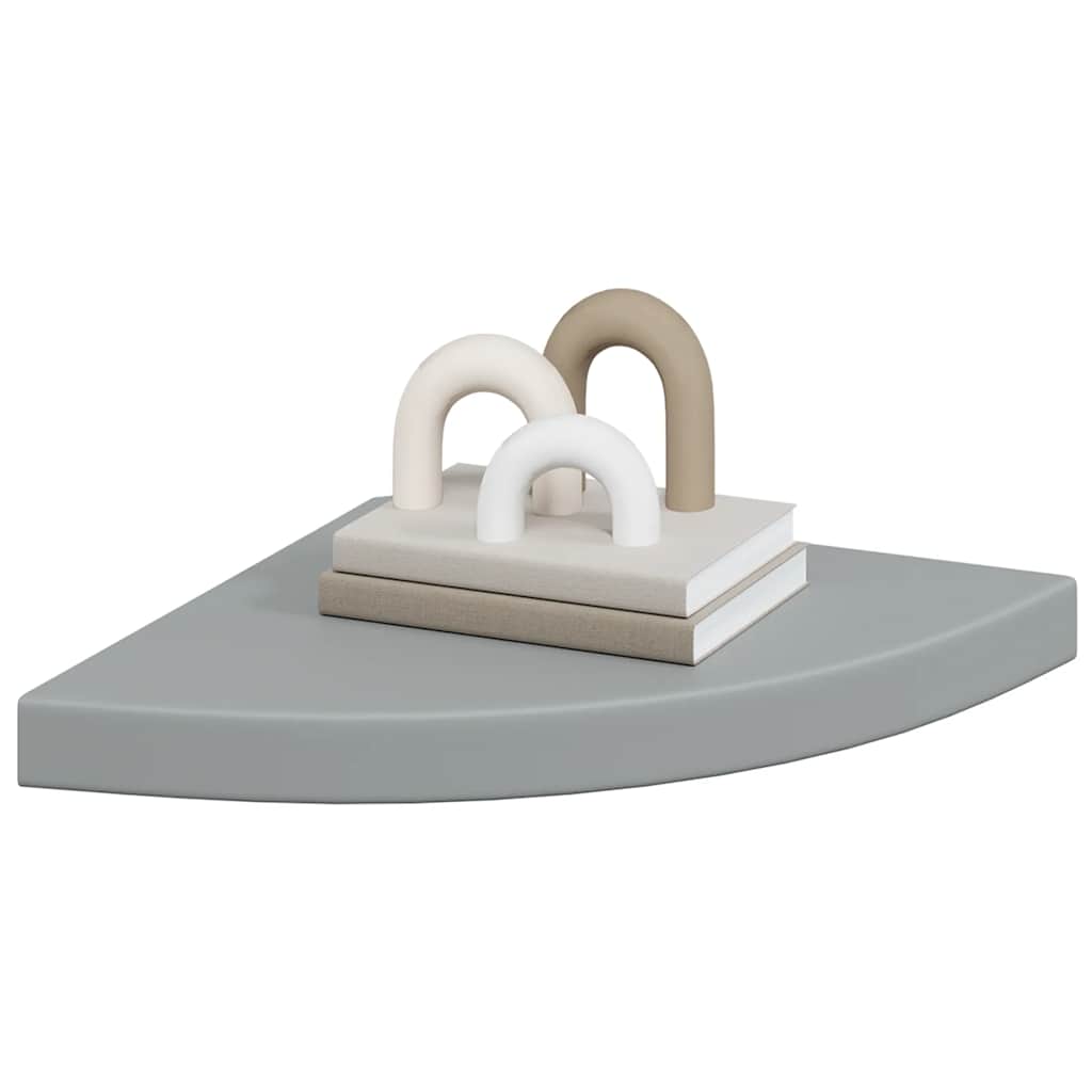 323923 vidaXL Floating Corner Shelves 2 pcs Grey 35x35x3,8 cm MDF