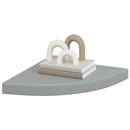 323923 vidaXL Floating Corner Shelves 2 pcs Grey 35x35x3,8 cm MDF