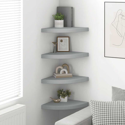 vidaXL Floating Corner Shelves 4 pcs Grey 35x35x3.8 cm MDF