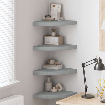 vidaXL Floating Corner Shelves 4 pcs Grey 35x35x3.8 cm MDF