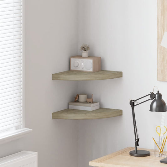 vidaXL Floating Corner Shelves 2 pcs Oak 35x35x3.8 cm MDF