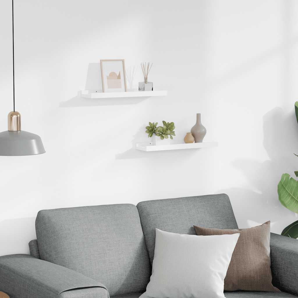 vidaXL Frame Ledge Shelf | Set of 2 | White | MDF | 40 cm x 9 cm x 3 cm