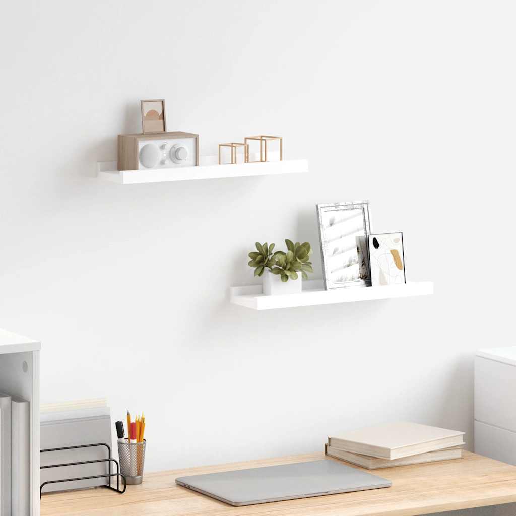 vidaXL Frame Ledge Shelf | Set of 2 | White | MDF | 40 cm x 9 cm x 3 cm