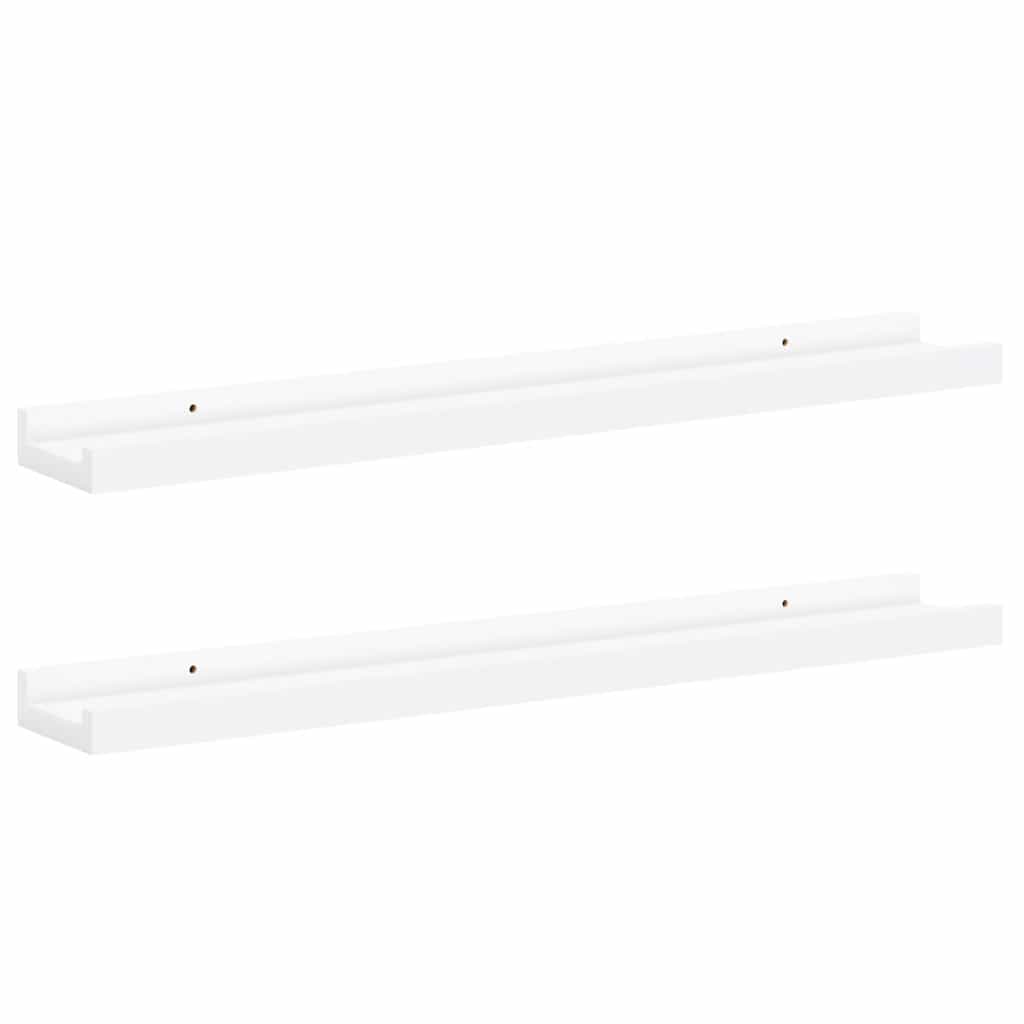vidaXL Picture Frame Ledge Shelves 2 pcs White 60x9x3 cm MDF