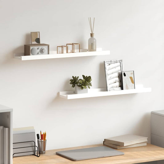 323929 vidaXL Picture Frame Ledge Shelves 2 pcs White 60x9x3 cm MDF