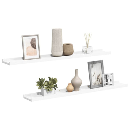 323930 vidaXL Picture Frame Ledge Shelves 2 pcs White 80x9x3 cm MDF