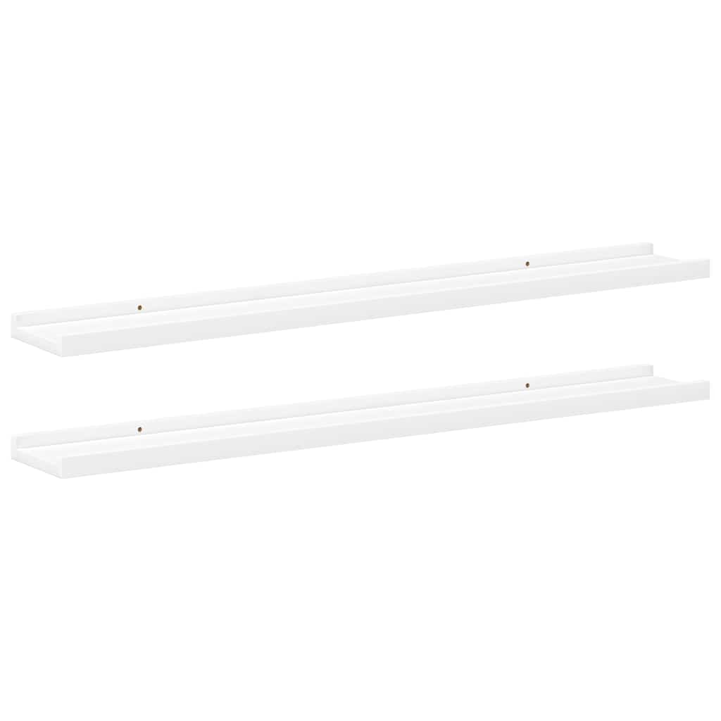 vidaXL Picture Frame Ledge Shelves 2 pcs White 80x9x3 cm MDF