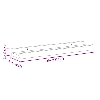 vidaXL Picture Frame Ledge Shelves 2 pcs Black 40x9x3 cm MDF