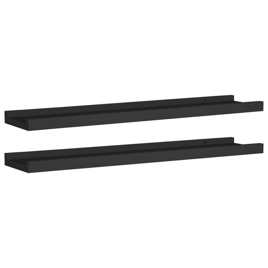 vidaXL Picture Frame Ledge Shelves 2 pcs Black 60x9x3 cm MDF